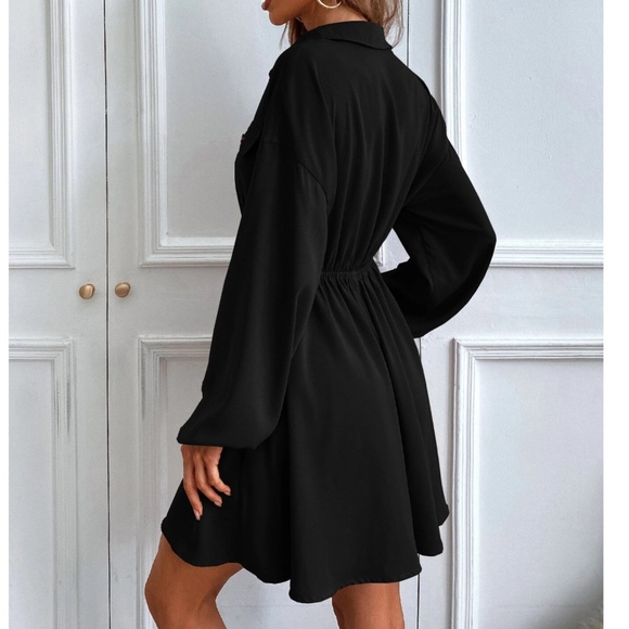 Classic Button Bishop Sleeve Oversized Shirt Dress - Picture 3 of 11